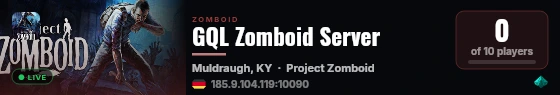GQL Zomboid Server live status badge