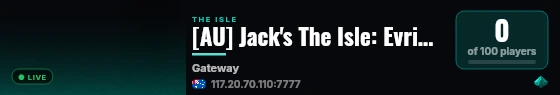 [AU] Jack's The Isle: Evrima Server live status badge