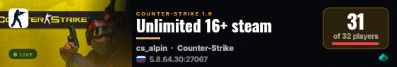 Unlimited 16+ steam live status badge
