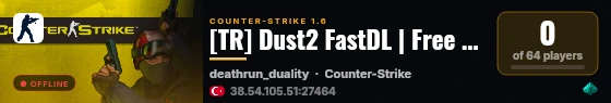 [TR] Dust2 FastDL | Free VIP live status badge