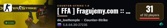 [ FFA ] Fragujemy.com :: [ASYSTY|100 HP] VIP STEAM live status badge