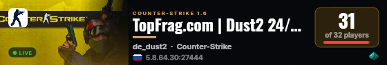 TopFrag.com | Dust2 24/7 [1000FPS/Chicago] | live status badge