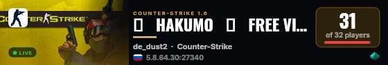 ♥   HAKUMO   █   FREE VIP+ 24/7   █ live status badge
