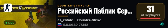Российский Паблик Сервер 18+ live status badge