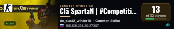 Clã SpartaN | #Competitivo @BRXGames [Round Faca][0T-R:1][CT:0 TR:0] [Live][1T live status badge
