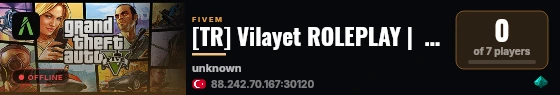 [TR] Vilayet ROLEPLAY |  WHİTELIST | Discord.gg/vilayetrp live status badge