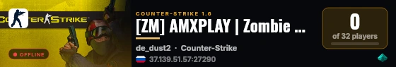 [ZM] AMXPLAY | Zombie DeathMatch live status badge