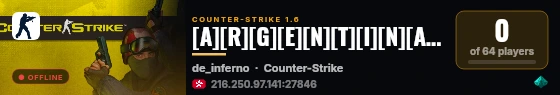 Philipiness #1 CounterStrike 1.6 PUB [DEATHMATCH] live status badge