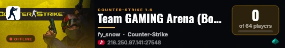 Team GAMING Arena (Bomb Zone) live status badge