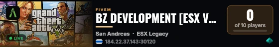 BZ DEVELOPMENT [ESX VERSION] | ESX Legacy Server live status badge