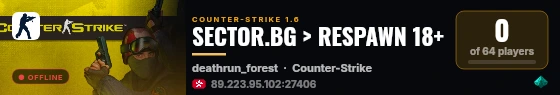 SECTOR.BG > RESPAWN 18+ live status badge