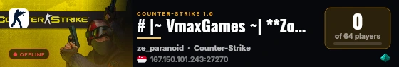# |~ VmaxGames ~| **Zombie Mod** [Patente+Models+Vip] live status badge