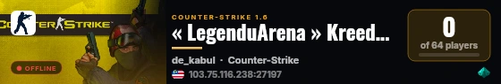 « LegenduArena » Kreedz/Bhop « 10/100 AA » live status badge