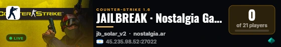 JAILBREAK · Nostalgia Gamers Argentina live status badge