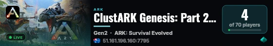 ClustARK Genesis: Part 2 PvE 2xXP/5xH/10xT/50xB - (v361.7) live status badge