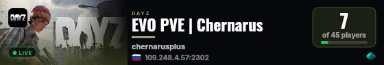 EVO PVE | Chernarus live status badge