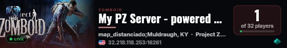 My PZ Server - powered by Sophie live status badge