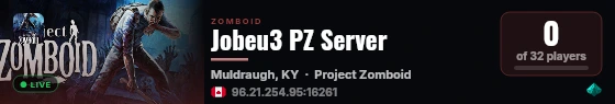 Jobeu3 PZ Server live status badge