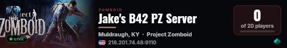 Jake's B42 PZ Server live status badge