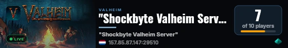 "Shockbyte Valheim Server" live status badge