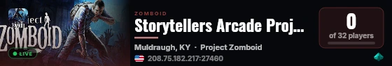 Storytellers Arcade Project Zomboid Server live status badge