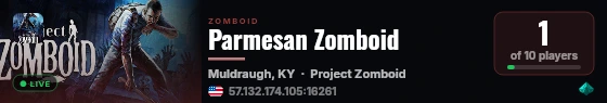 Parmesan Zomboid live status badge