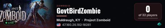 GovtBirdZombie live status badge