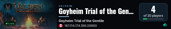 Goyheim Trial of the Gentile live status badge