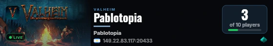 Pablotopia live status badge