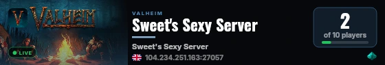 Sweet's Sexy Server live status badge