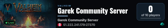Garek Community Server live status badge
