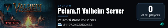Pelam.fi Valheim Server live status badge