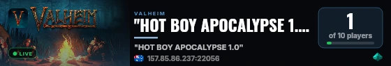 "HOT BOY APOCALYPSE 1.0" live status badge