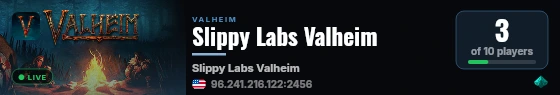 Slippy Labs Valheim live status badge