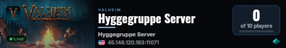 Hyggegruppe Server live status badge