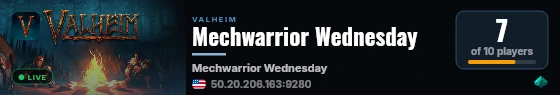 Mechwarrior Wednesday live status badge