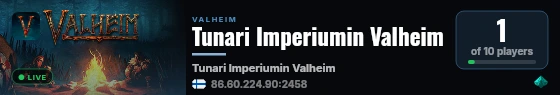 Tunari Imperiumin Valheim live status badge