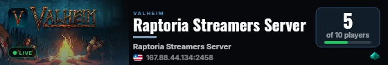 Raptoria Streamers Server live status badge