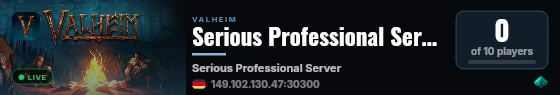 Serious Professional Server live status badge