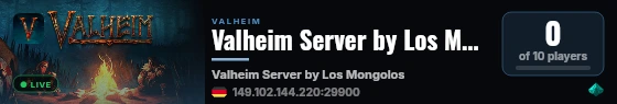Valheim Server by Los Mongolos live status badge