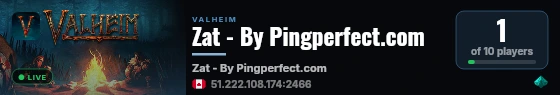 Zat - By Pingperfect.com live status badge