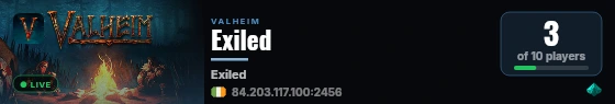 Exiled live status badge