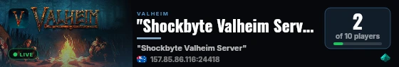 "Shockbyte Valheim Server" live status badge