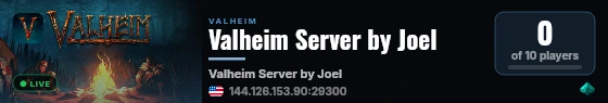 Valheim Server by Joel live status badge