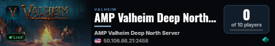 AMP Valheim Deep North Server live status badge