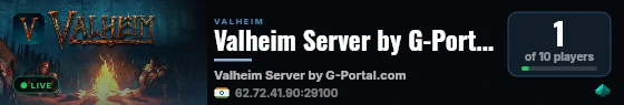 Valheim Server by G-Portal.com live status badge