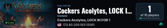 Cockers Acolytes, LOCK IN FOR 1.0 live status badge