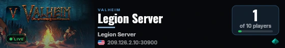 Legion Server live status badge