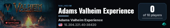 Adams Valheim Experience live status badge