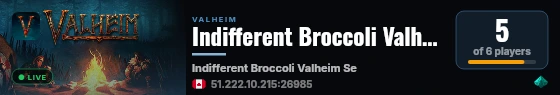 Indifferent Broccoli Valheim Server live status badge
